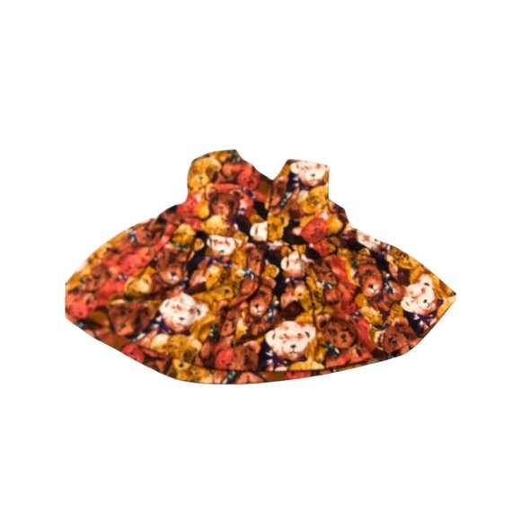 Homemade Teddy Bear Theme Small Medium Size Doll Jumper Dress Bow Accent - Picture 7 of 14